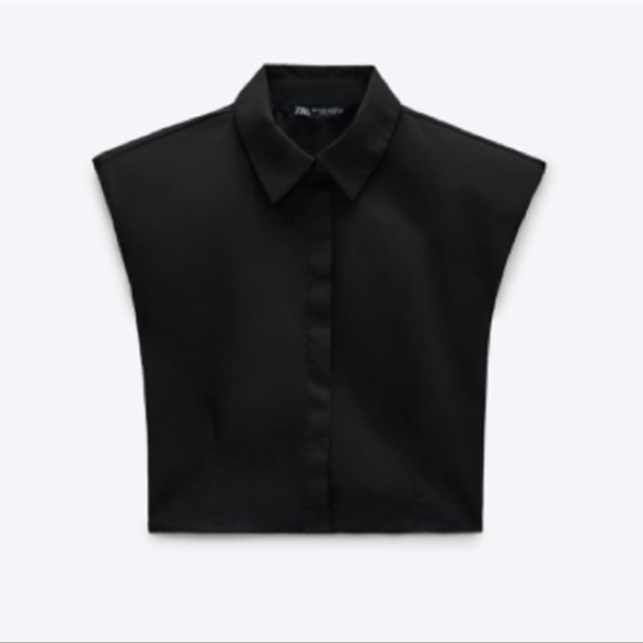 Zara women’s poplin shoulder pads shirt top Size L - Picture 3 of 9